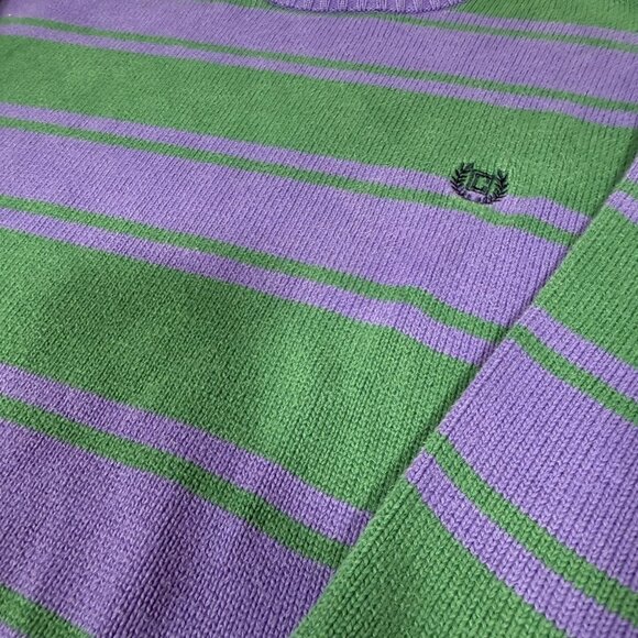 Vintage Chaps Green Purple Stripped Sweater - Picture 3 of 6